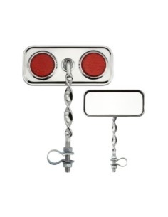 Rectangle Flat Twisted Mirror Chrome Red Reflectors.